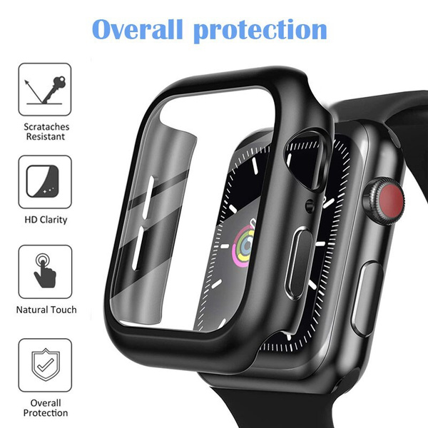 Full Screen Protector Case For Apple Watch 7/6/SE/5/4/3/2 Bumper Cover  Tempered Glass Film Iwatch 38mm 40mm 42mm 44mm 41mm 45mm | Wish
