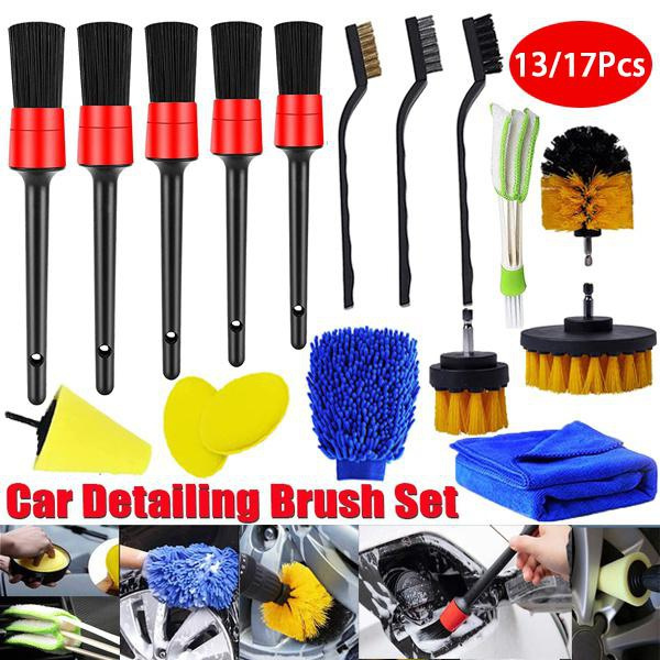 13/17Pcs Detailing Brush Set Car Cleaning Brushes Power Scrubber Drill