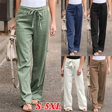 Women Pants, Summer, elastic waist, wideleg
