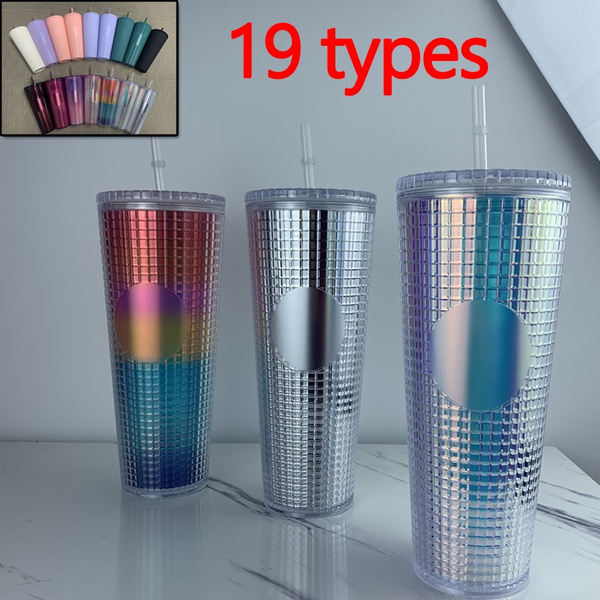 Studded Tumbler With Straw&Lid,Diamond Radiant Goddess Cup Reusable BPA  Free Double Layer Plastic Cold WaterMug Coffee Mug 24 OZ