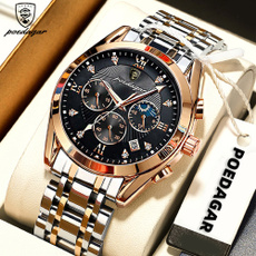 Chronograph, metalstrapwatch, Bling, gold