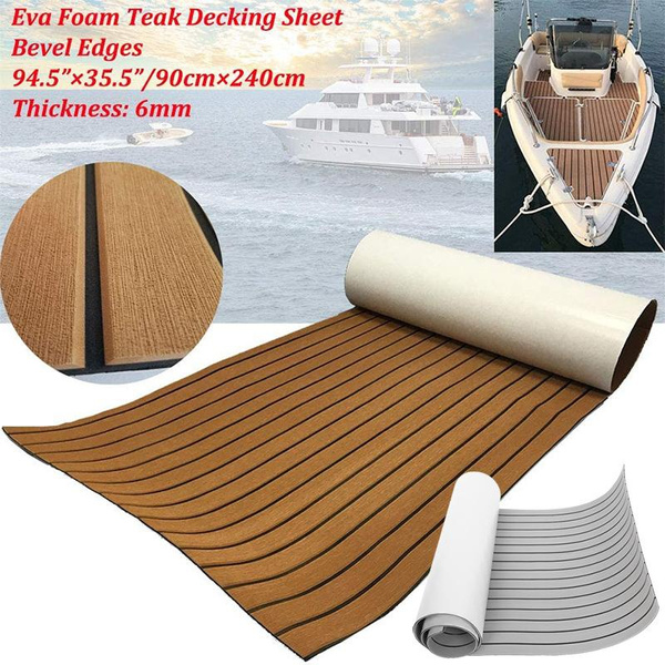 Tapis de Pont en Mousse EVA Teck Yacht Tapis de Sol Auto-Adhésif Gris 240x60cm | Leroy Merlin