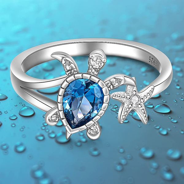 1pc 1.2cm*1.6cm Clear Blue Stone Ring For Women, Fashionable Accessory For  Party | SHEIN USA