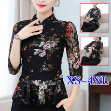 blouse, Flowers, Shirt, Chinese
