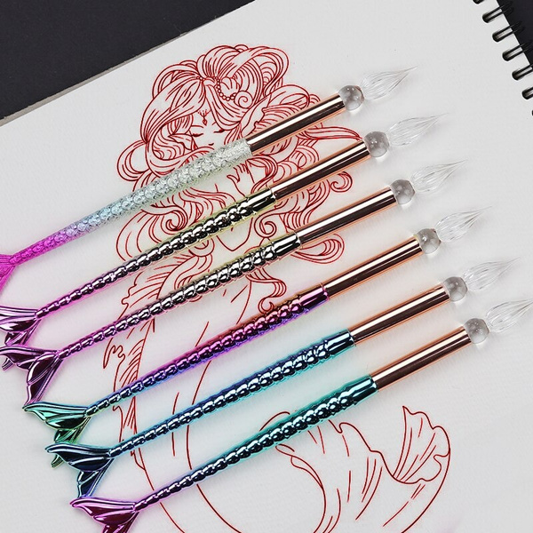 Tassels Mermaid Glass Dip Pen Set For Drawing Calligraphy Handmade Ink  Fountain Pen Gift For Girls Women Stationery Journal Professional