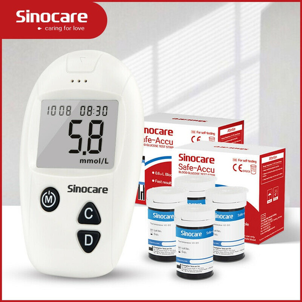 Sinocare® Safe-Accu Model Glucose Meter Sugar Testing Kit with 10/50 ...