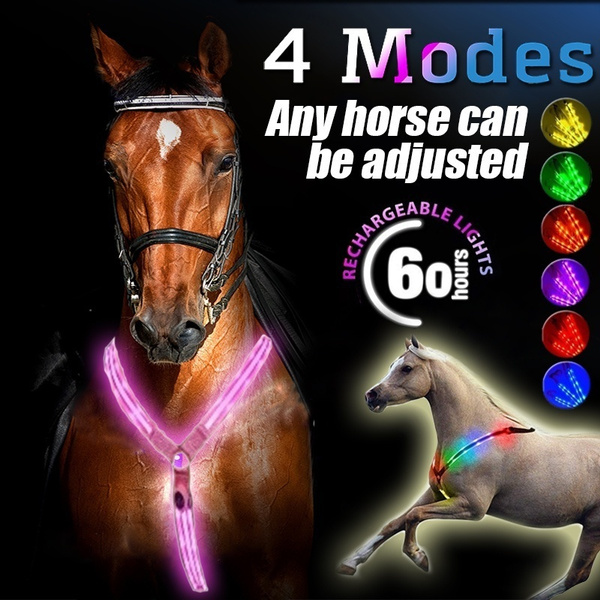 8 Colors Safety Ajustable LED Horse Breastplate Collar Best High