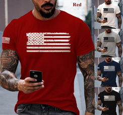 summer t-shirts, Shirt, Hombre, USA flag