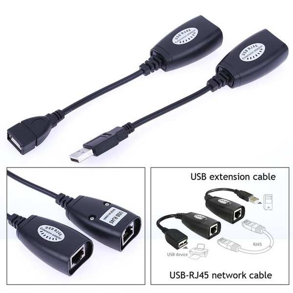USB Extension Extender Adapter Up To 150ft Using CAT5 RJ45 LAN Cable Adapter 