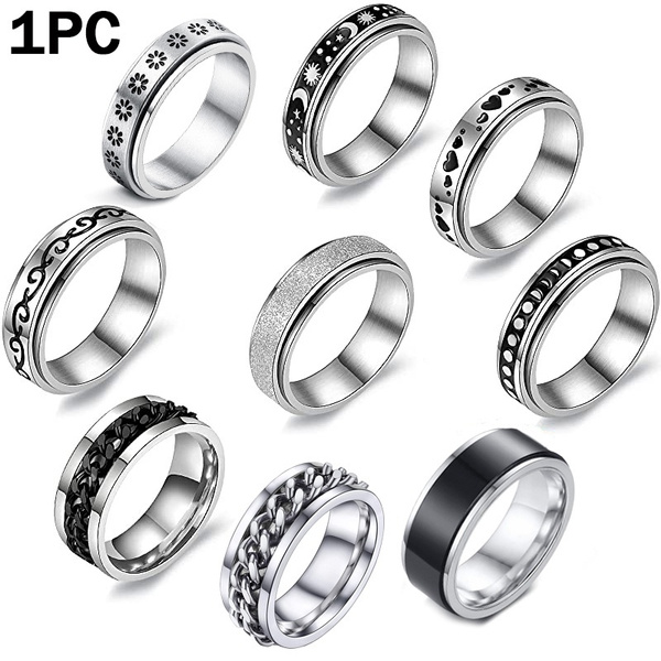 Stainless Steel Spinning Ring w/ Cuban Band. Wholesale - 925Express