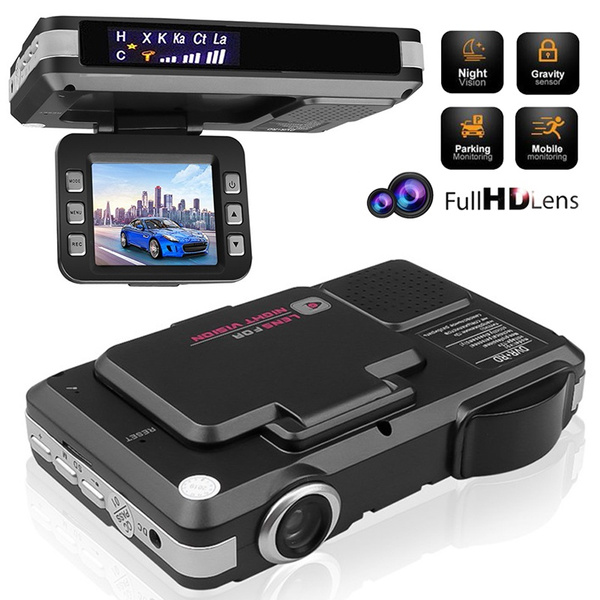 2 in 1 Car DVR Dashboard Camera & Radar Detector 