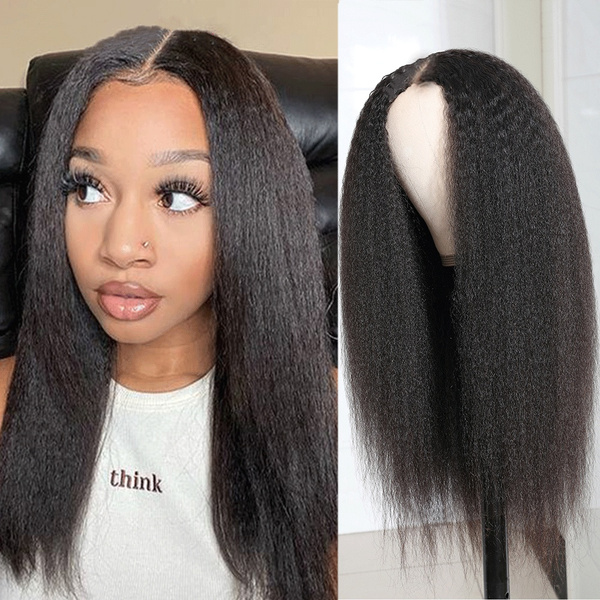 Natural Looking Afro Kinky Straight Hair Yaki Wigs For Black Women | Wish