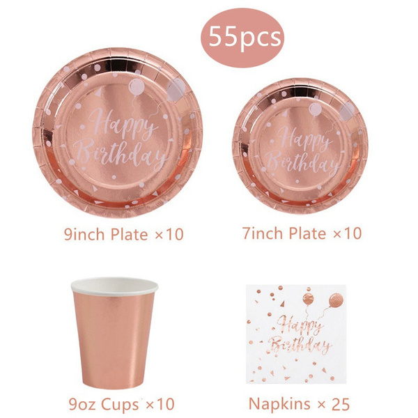 rose-gold-disposable-dinnerware-set-happy-birthday-party-plates-and