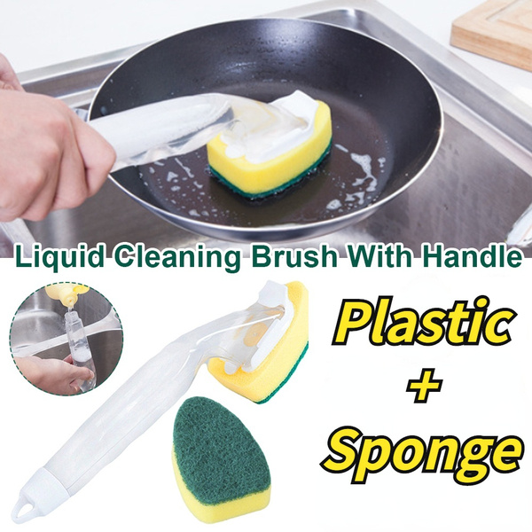 Soap Dispensing Dish Cleaning Brush Set With 1 Dish Washing
