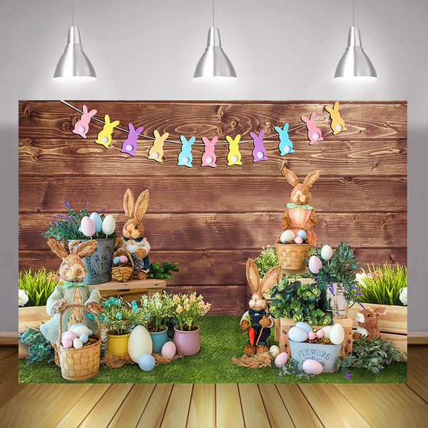 Spring Newborn Birthdat Rabbit Cake Smash Backdrop Flowers Easter ...