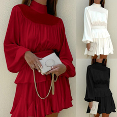 Mini, dressesforwomen, pleated dress, Spring/Autumn