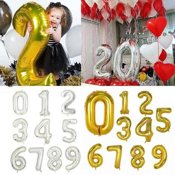 32inch 0-9 Number Foil Balloons Digit Helium Ballon Birthday Wedding Party Decor 