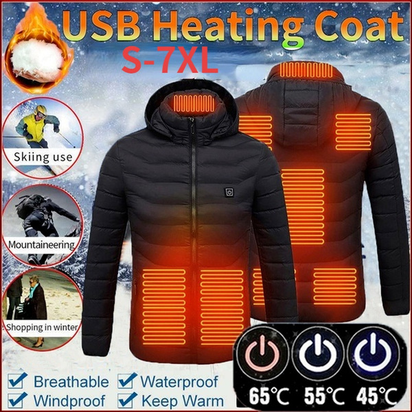New Digital Heating Hooded Work Jacket Mens USB Heating Jacket Outdoor