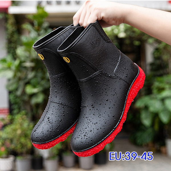 New Men's Non Slip Rain Boots Fashion Man Rain Shoes Platform Rain