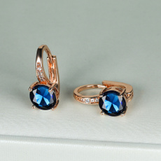 Sterling, Blue Sapphire, gold, Stud Earring