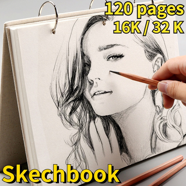 16K / 32K Sketchbook 160g Heavy Fine Art Painting Book Flax Cover