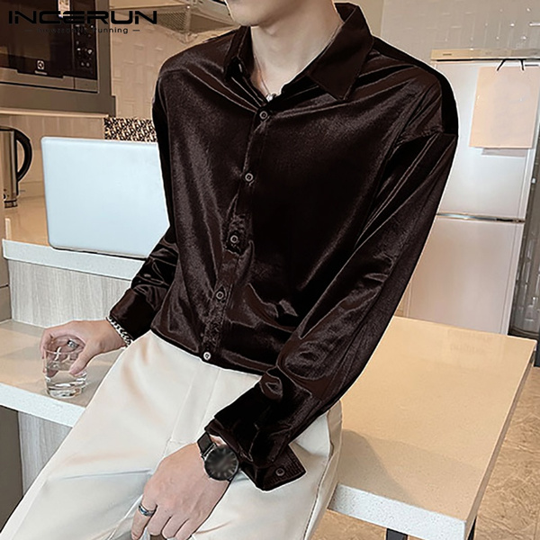S-5XL Men Pleuche Long Sleeve Shirts 