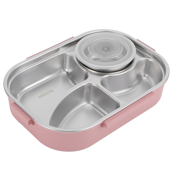 4-grid Lunch Box With Soup Bowl Large Capacity Stainless Steel Lunch  Container