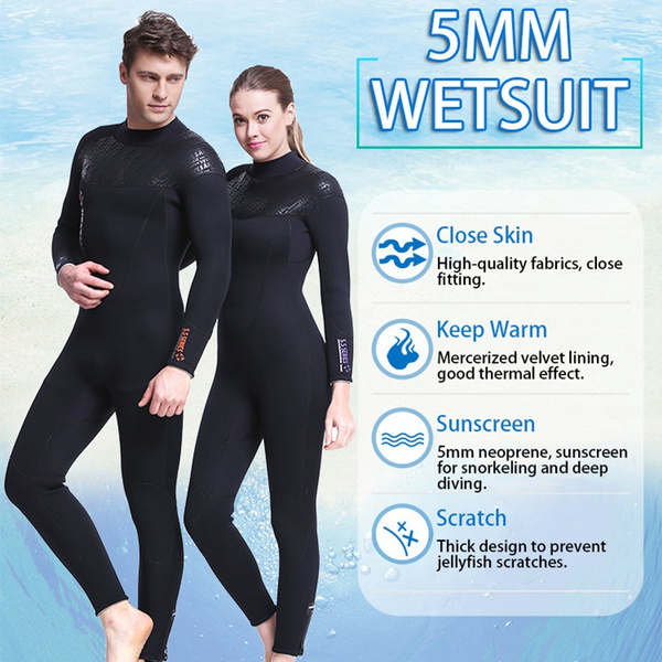 Neoprene Men Women 5MM Diving Suit Winter Warm Surf Snorkeling Swimming Wetsuit 