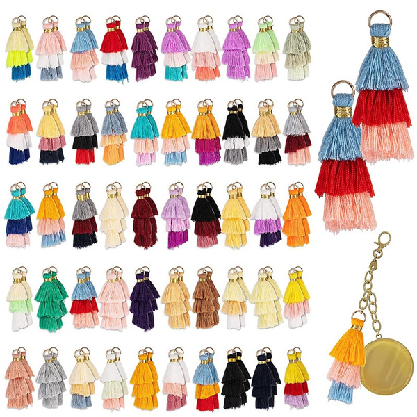 15/30 Pieces Tiny Tri-Layered Keychain Tassels for Jewelry Making Colorful  Keychain Handmade DIY Keychain Mini Tassels with Gold Jump Ring for Craft  Earring Bag Charm Pendant Bookmark (Mix Multicolor)