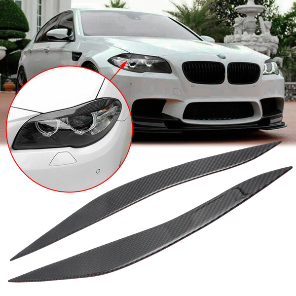 For BMW 5-Series F10 2011-2017 Real Carbon Fiber Car Headlight Eyebrow ...