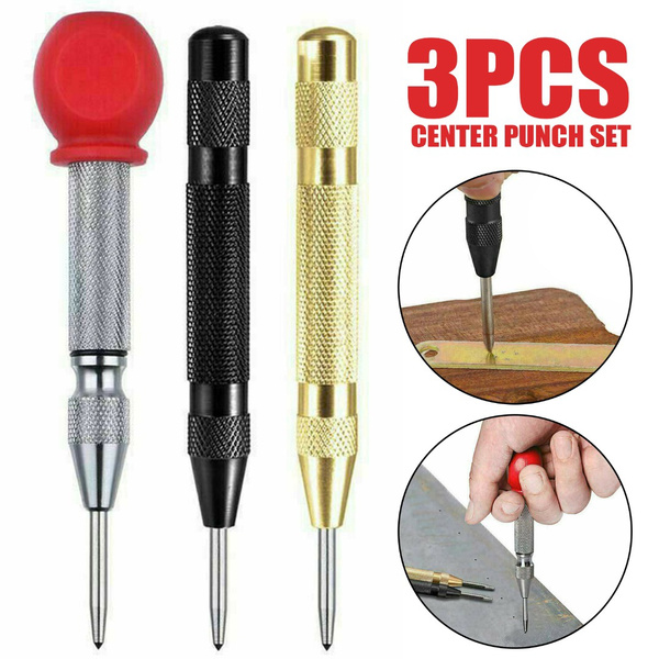 New 3pcs Automatic Center Punch Selfstriking Point Automatic Center
