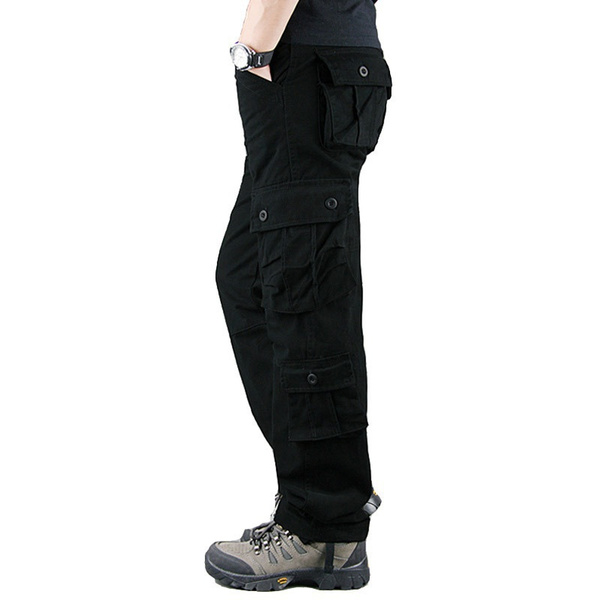 New Mens Jeans Casual Plus Size Cotton Breathable Multi Pocket Military Pants 