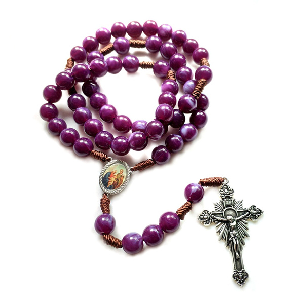 Handmade Retro Rosary Bead Bracelet With Jesus Cross Pendant - Stainless Steel Chain 5 thumbnail image