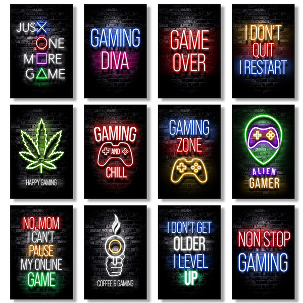 Video Game Room Decor Boys Gaming Wall Art Neon Game Room Decor Gaming  Poster