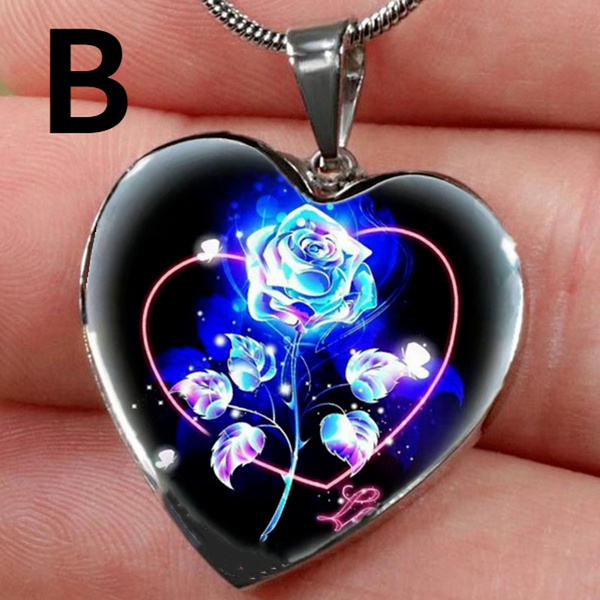 Vintage Colorful Black Rose Necklace 
