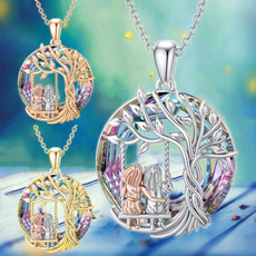 Fashion European and American Women's Tree of Life Pendant Classic Color Crystal Necklace Sister Partner  Gift Women's Necklace Charm Jewelry Accessories Birthday Luxury Anniversary Gift