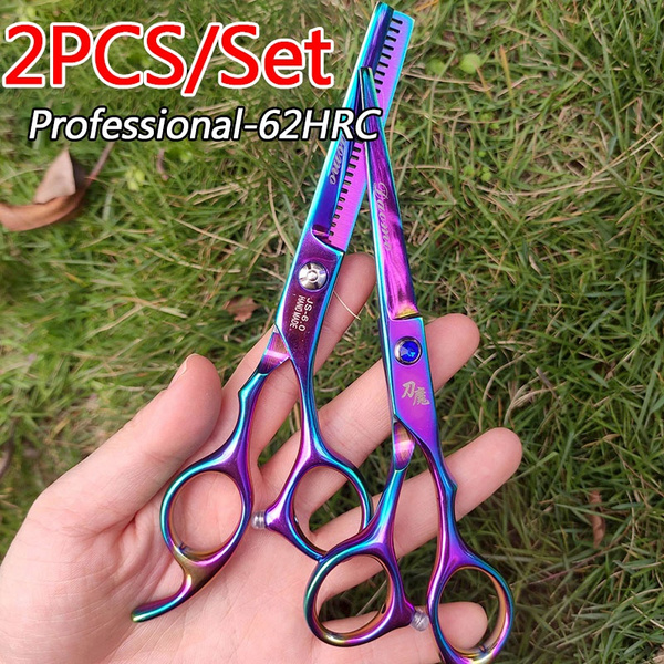 2PCS/Set 6 Inch 440c Steel Hair Cutting Scissors and Thinning Shears