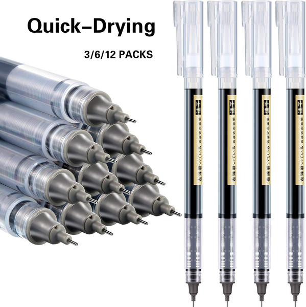 High Quality 12 Pieces Rolling Ball Pens, Quick-Drying Ink 0.5 mm Extra  Fine Point Pens Liquid Ink Pen Rollerball Pens (Black Ink)