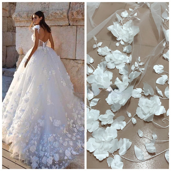 3D Large Flower Embroidered Lace Wedding Dress Lace Fabric Width 49.21 ...
