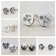 Heart, Flowers, 925 sterling silver, moissanite earrings