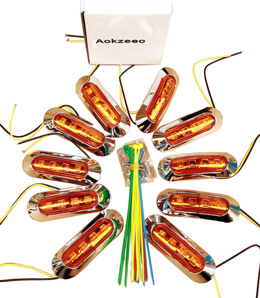 10pcs 12v 24v amber led marker clearance light 3 7 inch 4 led side