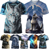 2022 New Creative Wolf Howling 3D Printing T-shirt Fashion Unisex Cool ...