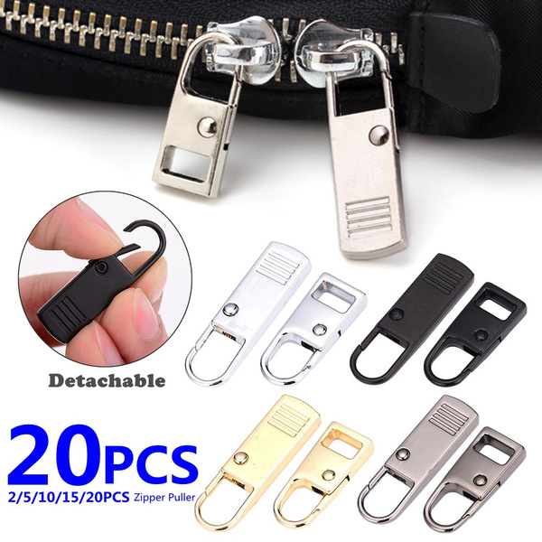 2/5/10/15/20PCS New Alloy Universal Zipper Puller for Clothing Zip Fixer  Removable Zipper Slider DIY Sewing Instant Repair Zipper for Bags Clothes  Travel Bag Suitcase Zipper Heads
