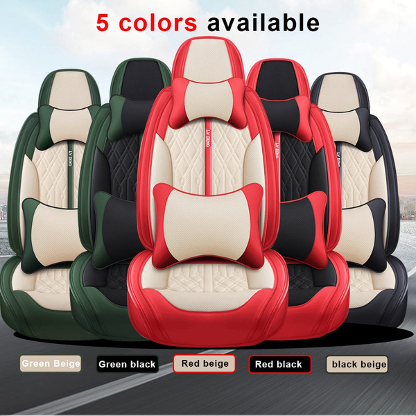 5-Seats PU Leather Car Seat Covers Front + Rear Full Set Auto