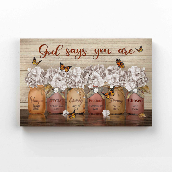 God Says You Are Canvas Butterfly Canvas White Flowers Canvas Wall ...