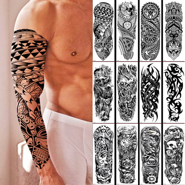 2022 New Waterproof Temporary Tattoo Stickers Totem Geometric Full Arm  Large Sleeve Tattoo Fake Tattoo Flash Tattoo Men and Women | Wish