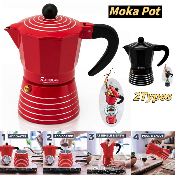 3 items, coffee pot, reusable espresso pot, creative mocha pot