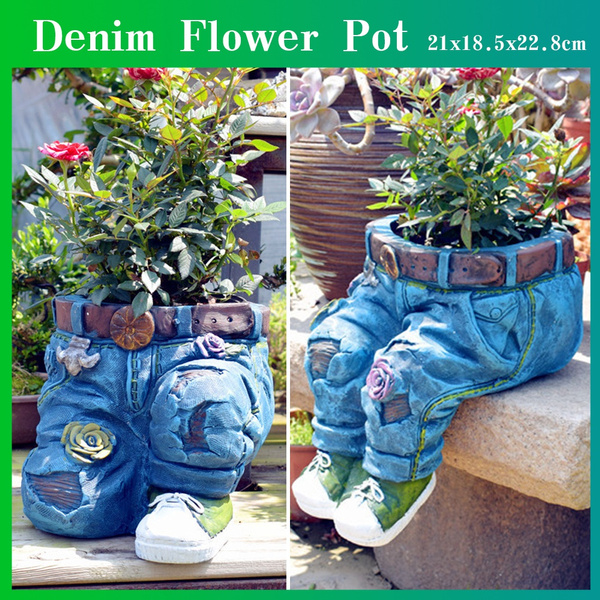 Denim Clothes Pants Resin Flower Pots Creative Resin Gardening Plant