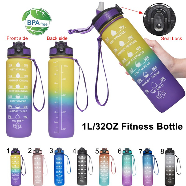 32OZ Time Marker Water Bottle with Straw BPA Free Fitness Motivational ...