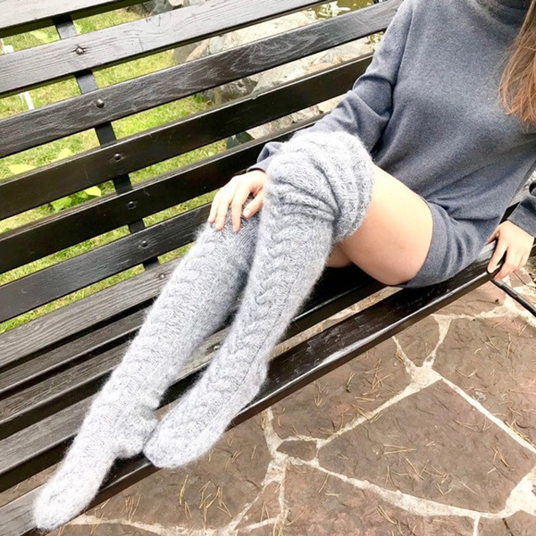 Buy Thigh High Socks for Women Cable Knit Over the Knee Boot Socks